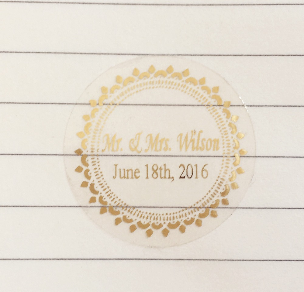 90 pcs 3 cm wedding decoration favors stickers personalise custom waterproof invitation envelops gold transparent seals