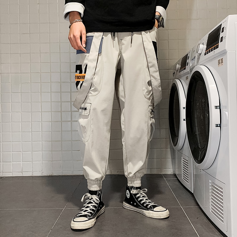 Sommar casual män cargo byxor tryck löst harem joggingbyxor sport stor storlek herrkläder hip-hop byxor män: Xxxl / Beige