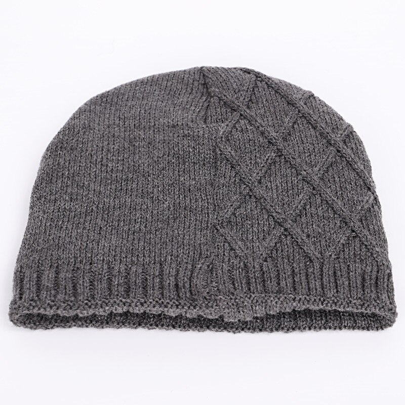 XHBOY Brand Knit Beanie Hat Plaid Stripes Men's Winter Hats Warm Plus Velvet Thicken Hedging Cap Skullies Bone Male
