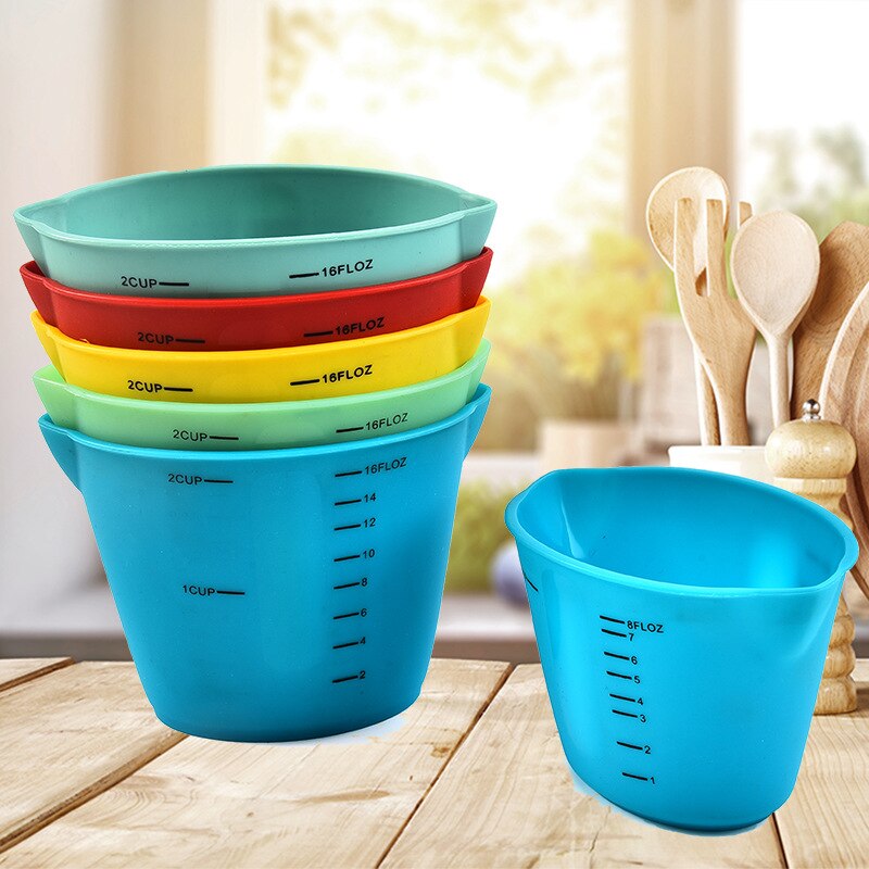 Baking Soft Measuring Cup Double-spout Silicone Measuring Cup Baking with Graduated Soft Measuring Cup Kitchen Accessories