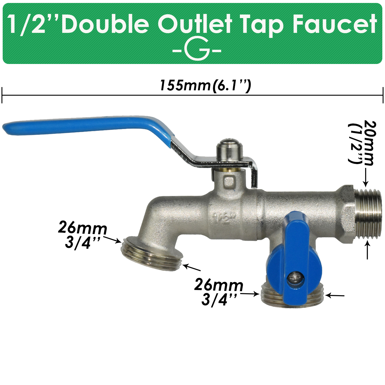 Garden 1/2'' IBC Water Tank Adapter Brass Tap Faucet Replacement Connector Joint 2-Way 1-Way Outdoor Irrigation Hose Ball Valve: grey