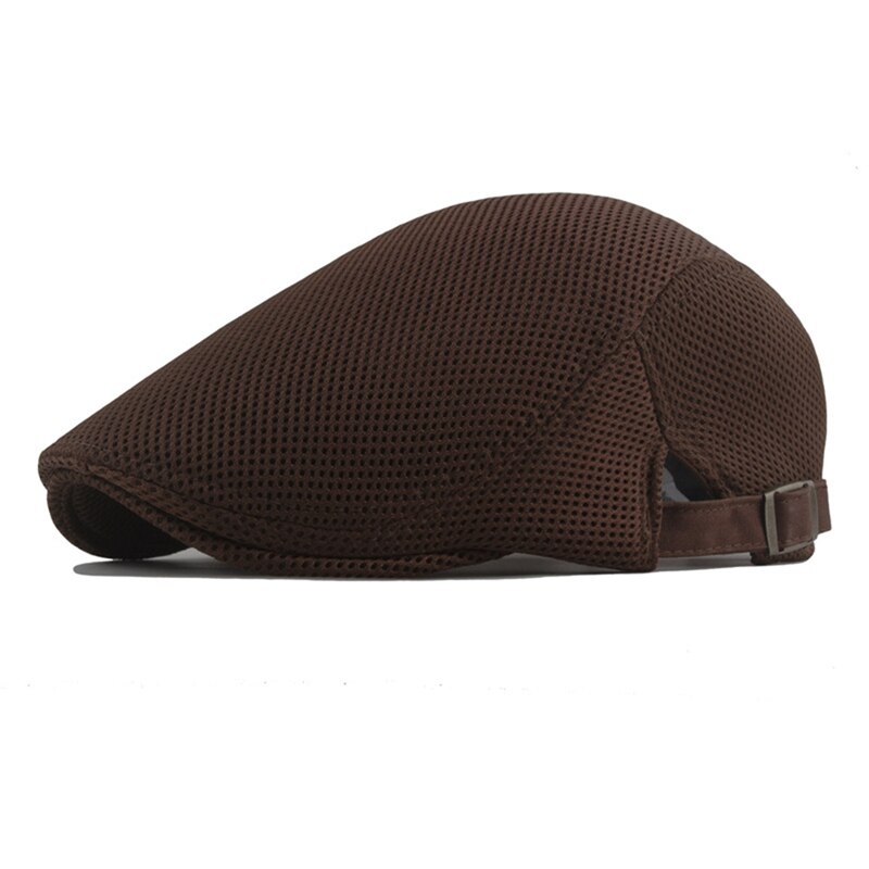 Sombrero de boina de algodón para hombre, gorra plana de malla informal, blanca, lisa, transpirable, ajustable, clásica, para verano