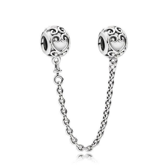 Reproduction 1:1 100% 925 Sterling Silver Safety Chain Bracelet Beads Set Free Package: Sky blue