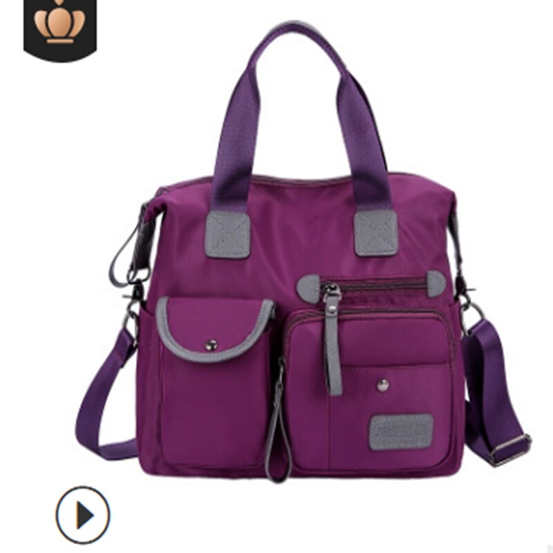 Bolso de hombro de nailon de gran capacidad para mujer, bandolera resistente al agua, de gran capacidad: D