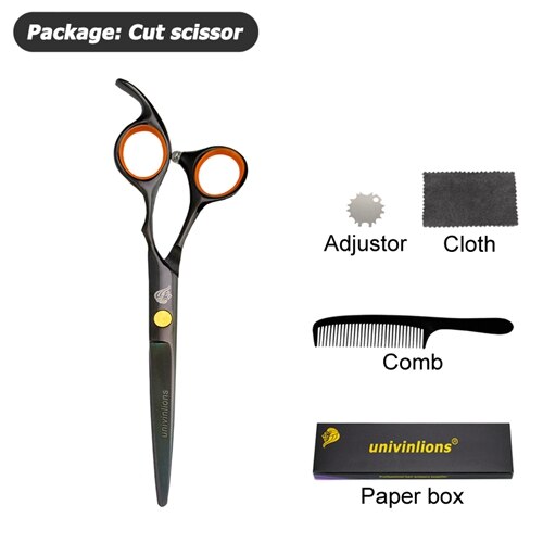 Tijeras de pelo de titanio negro de 6 pulgadas, kit de tijeras de peluquería profesionales, tijeras de peluquero, juego de cortapelos, tijeras de adelgazamiento: 1 cut scissors