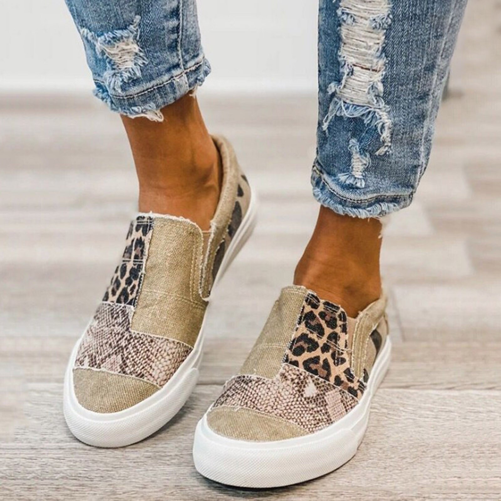 Baskets en toile de pour femmes, chaussures d'extérieur plates, grande taille,