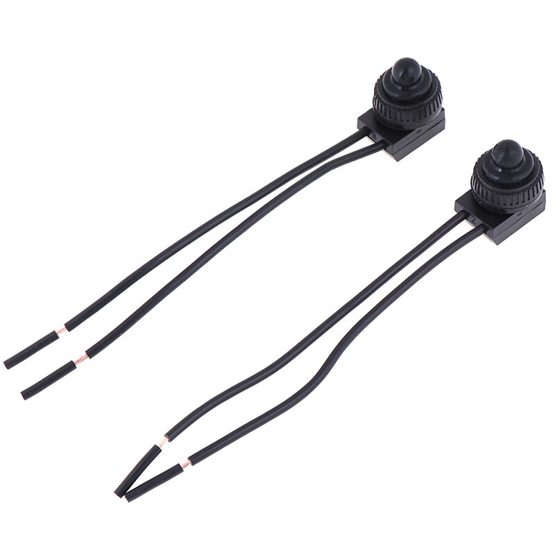 2PCS 12V Waterproof Push Button On-Off Switch With 4" Lead Wire Black