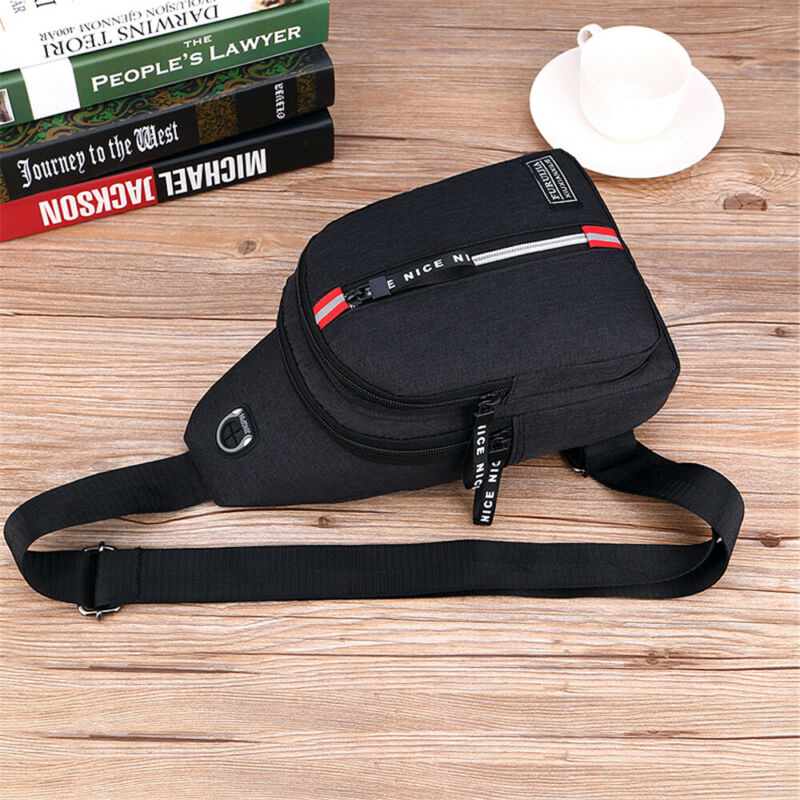 CANIS bolso de hombro para hombre Sling pecho Oxford USB carga deportes bandolera bolso