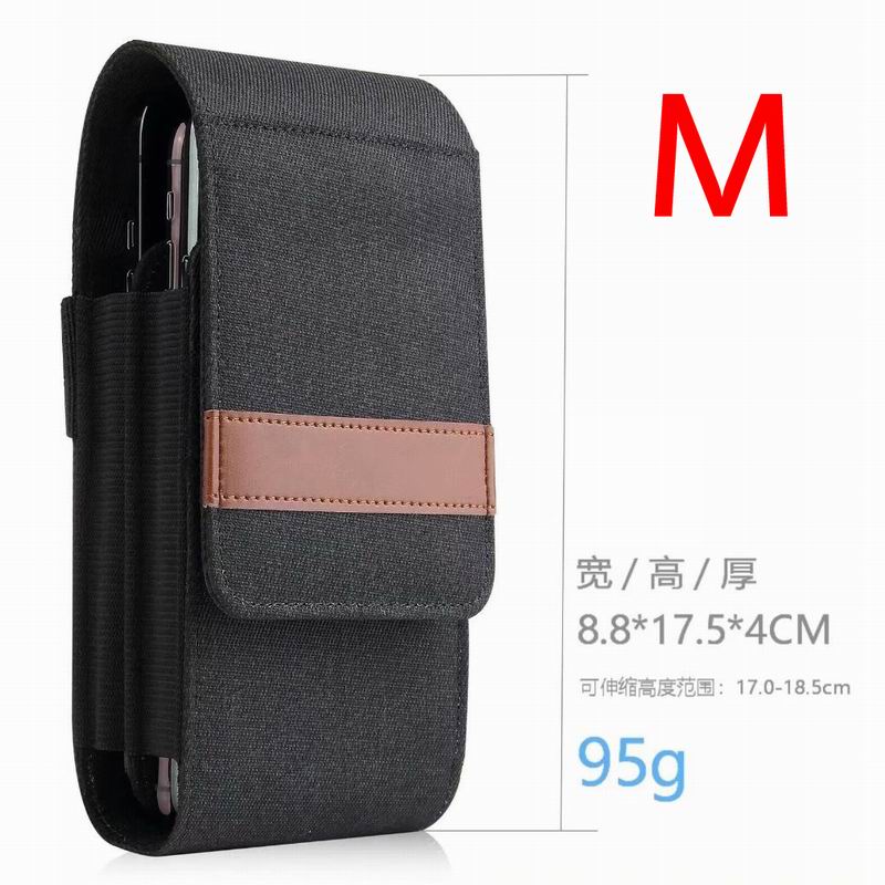 Mobile Phone 4.5-6.5 Inch Belt Waist Bag Holster For Samsung Huawei iphone 12 11 Pro Max XR Hook Hoop Wallet Purse Phone Pouch: M-black