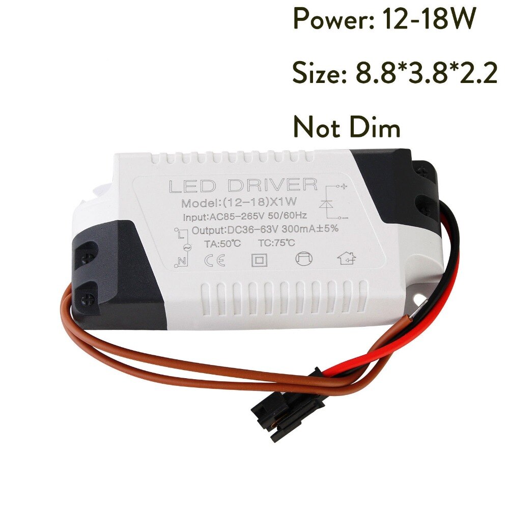 Led konstant driver 85-265v 1-3w 4-5w 4-7w 8-12w 18-24w 300ma strømforsyning lystransformatorer til led-loft downlight-belysning: 12-18w