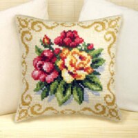 1flowers 04 DIY Needlework Kit Acrylic Yarn Embroidery Pillow Tapestry Canvas Cushion Front Cross Stitch Pillowcase-: violet