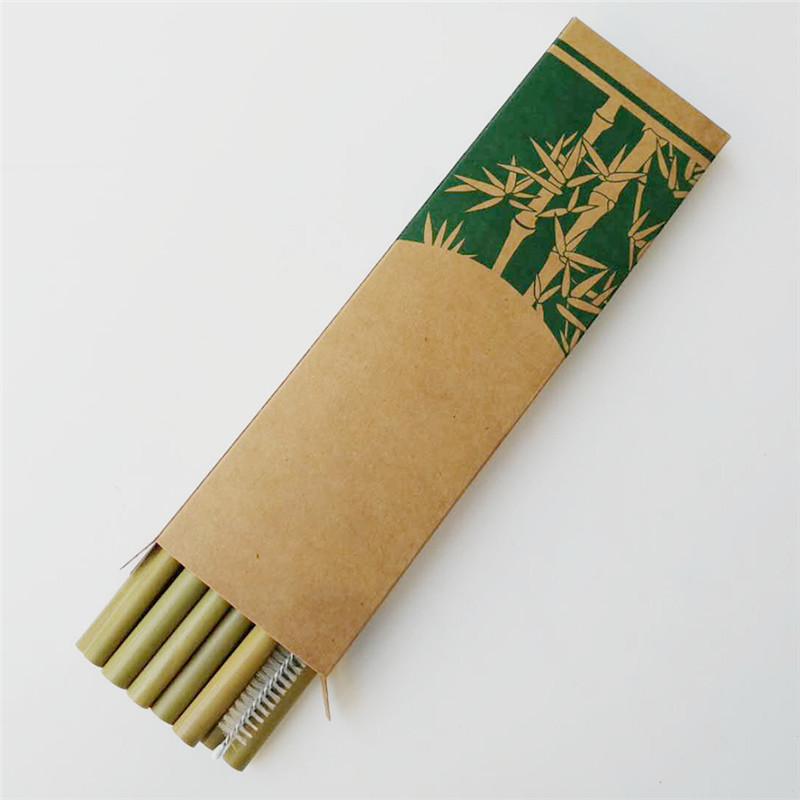100 stk bambus sugerør genanvendelige miljøvenlige festkøkken + ren børste nyttigt køkkenværktøj