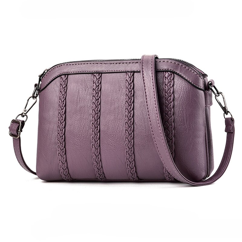 Yogodlns Double poches sacs à bandoulière en cuir souple PU femmes sac à bandoulière avec deux sangles épaule femme sacs de messager noir: Purple
