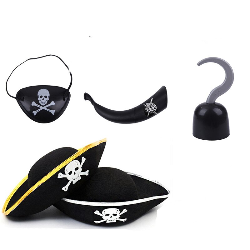 3Pcs Halloween Piraat Decoratie Piraat Hoed Piraat Haak Piraat Oogmasker Kinderen Speelgoed Voor Party Favor