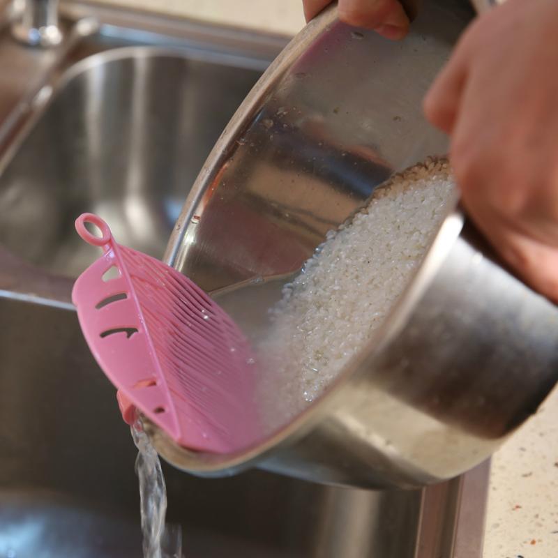 Riz lavage filtre déflecteur tamis Snap Type feuille forme légumes fruits haricots pois lavage Drain conseil plastique ustensiles de cuisine