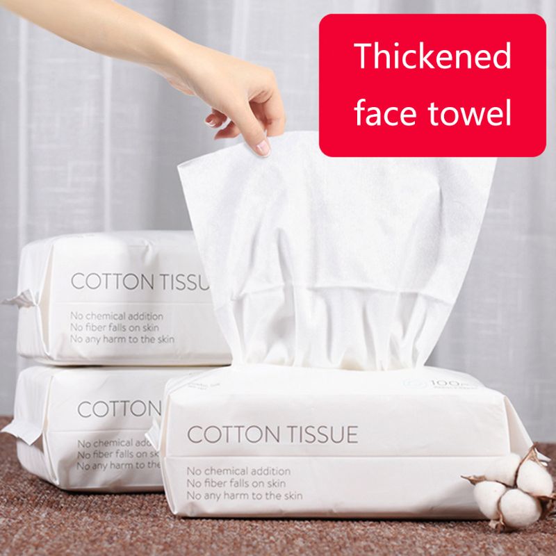 Lingettes de voyage jetables pour le visage, 100 pièces, en coton, pour maquillage, nettoyage du visage