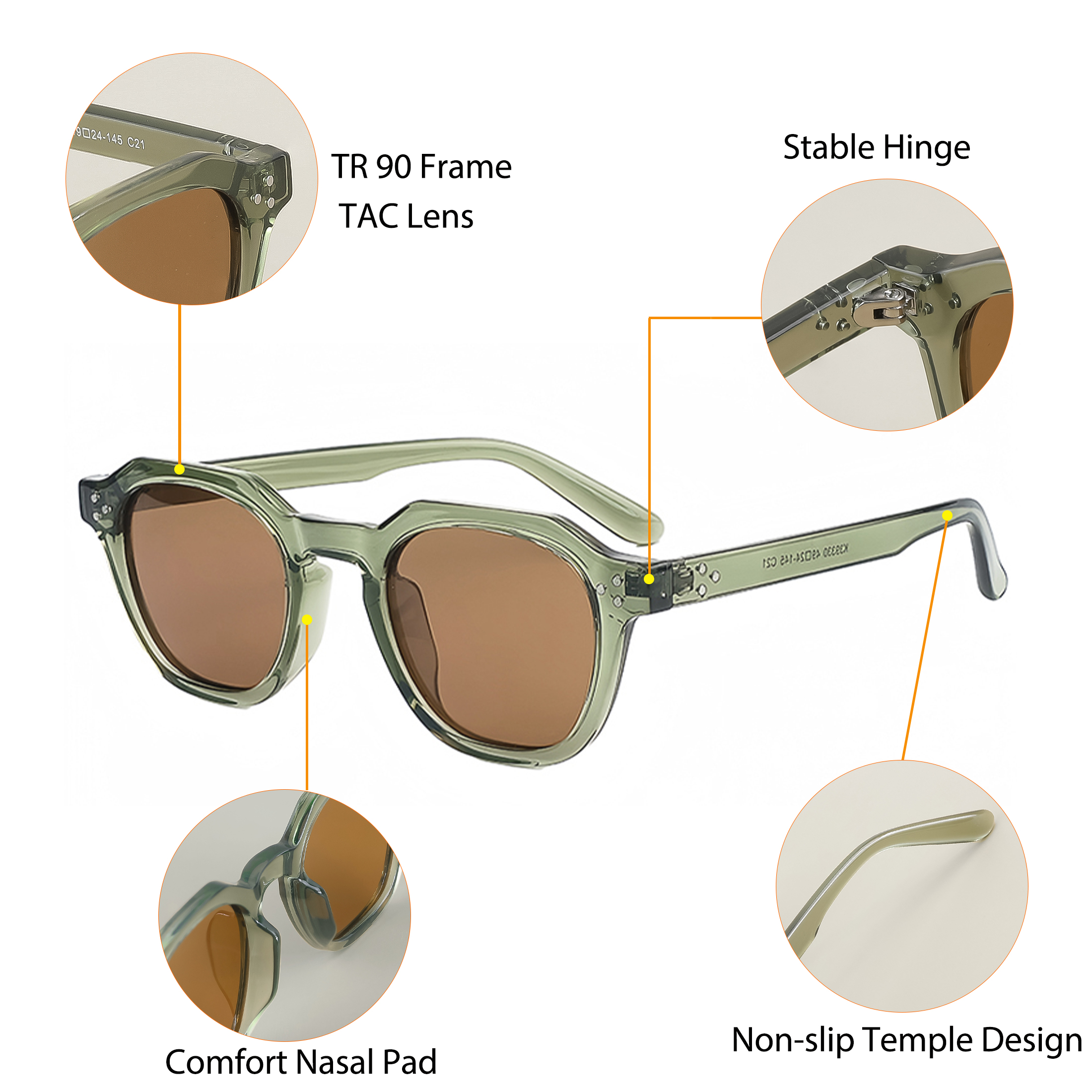 CATERSIDE gafas de sol polarizadas Retro para hombre, gafas de sol poligonales ultraligeras TR90 con montura UV400, gafas de viaje de para exteriores