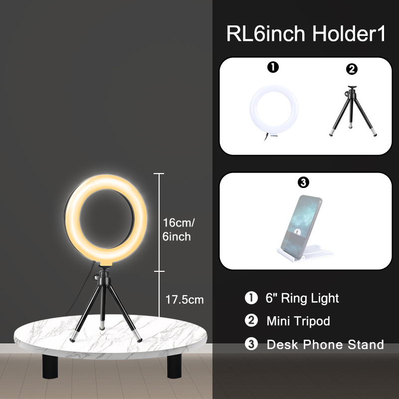 Ring Light per Computer portatile Desktop Zoom Meeting, Kit di illuminazione per videoconferenza con supporto per telefono treppiede Clip per Webcam: Holder 1