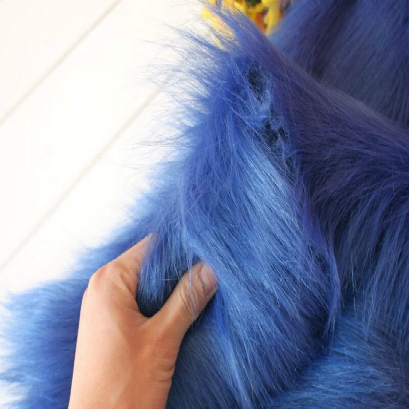 9Cm Royal Blue Pluche Fur Stof Voor Cosplay Teller Decoratie Display Achtergrond Doek Sieraden Pad Bont Stof 1Meter