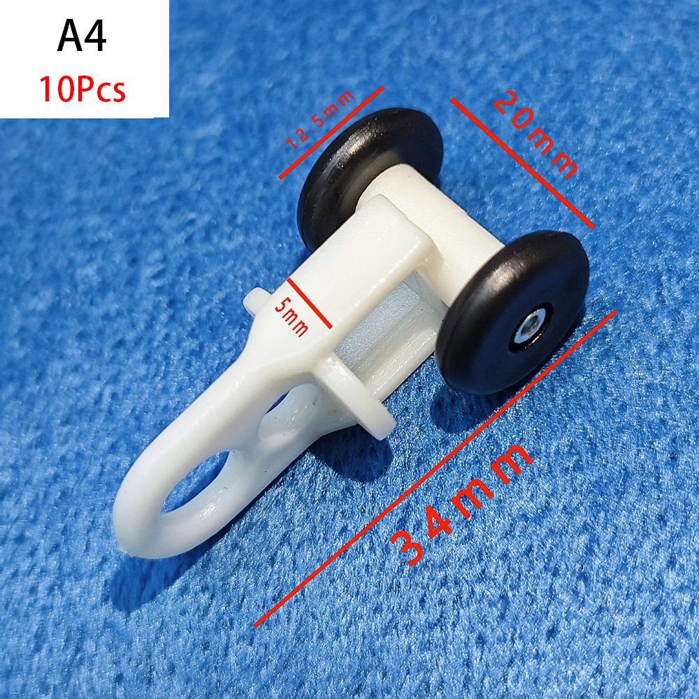 10 Stuks Rechte Gebogen Track Rollers Gordijn Wielen Rail Gordijnen Haak Ring Slider Meubelbeslag Gordijnroede Katrol: WHITE