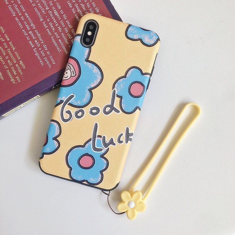 Mignon fleur téléphone Mobile sangles corde bande dessinée sangle cou lanières sangle pour coque de téléphone longue corde Lariat pour chaîne de carte nominative