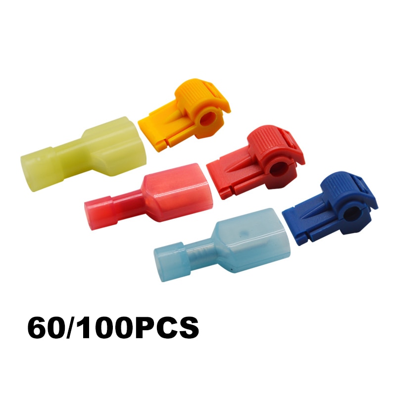 60/100PCS Quick Electrical Cable Connectors Snap Splice Lock Wire Terminals Crimp Wire Cable Connectors