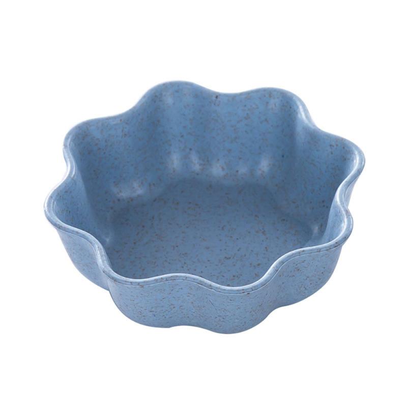 1PC multi-usages blé paille bol vinaigre assaisonnement solide soja plat Sauce sel Snack petite assiette cuisine fournitures: 07 Plum Blue
