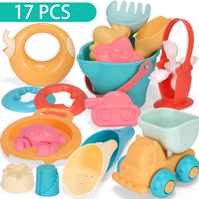 Baby Strand Speelgoed Kinderen Strand Spel Speelgoed Kinderen Zandbak Set Kit Speelgoed Voor Strand Spelen Zand Badkamer Water Spel winkelwagen: 17 PCS