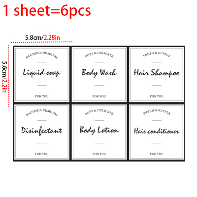 Shampoo Bottle Label Set Bathroom Soap Conditioner Body Wash Labels Soap Dispenser Detachable Waterproof Sticker Set: Burgundy