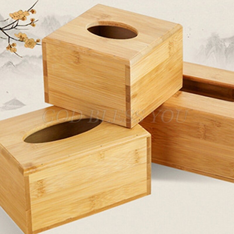 Bamboo Tissue Box Holder Storage Paper Box Tissue Box Cover Car Wood Napkins Holder Case Organizer Home Decoration