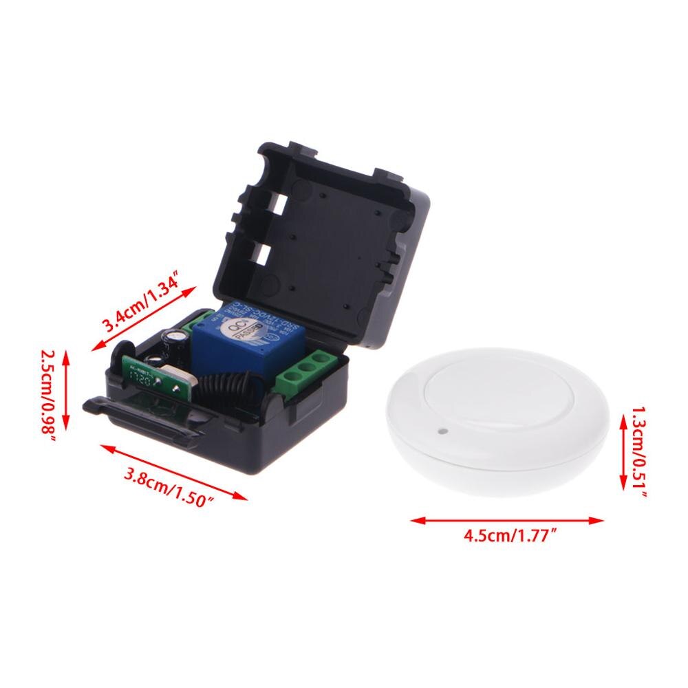 Dc 9V 12V 24V 10A Relais 1CH Draadloze Afstandsbediening Schakelaar Ontvanger + Zender: WHITE