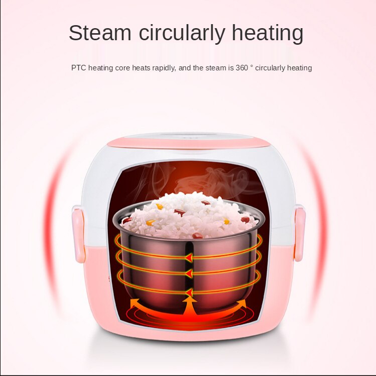 Mini electric cooker electric lunch box 2-layer portable cooking steamer container lunch box heater