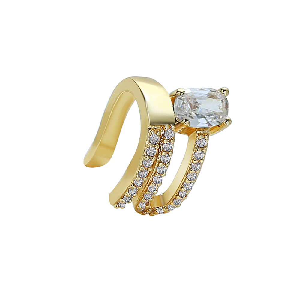 Gold Ear Cuff Cross Clip Earrings For Women Geometric C Shape Micro Pave Zircon Earrings Without Piercing Earcuff: 10