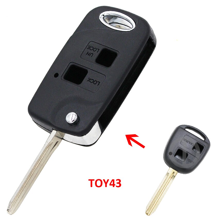 2 Button Folding Flip Remote Key Shell Case For Toyota Rav4 Corolla Camry Echo Prado Celica Avensis Tarago TOY43 / TOY47 Blade: Modified TOY43
