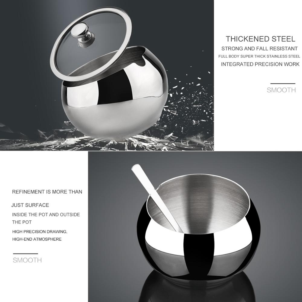 Stainless Steel Condiment Container set,kitchen Seasoning Pots Set with Spice Rack Large Capacity Silver Tone, Condiment Contain