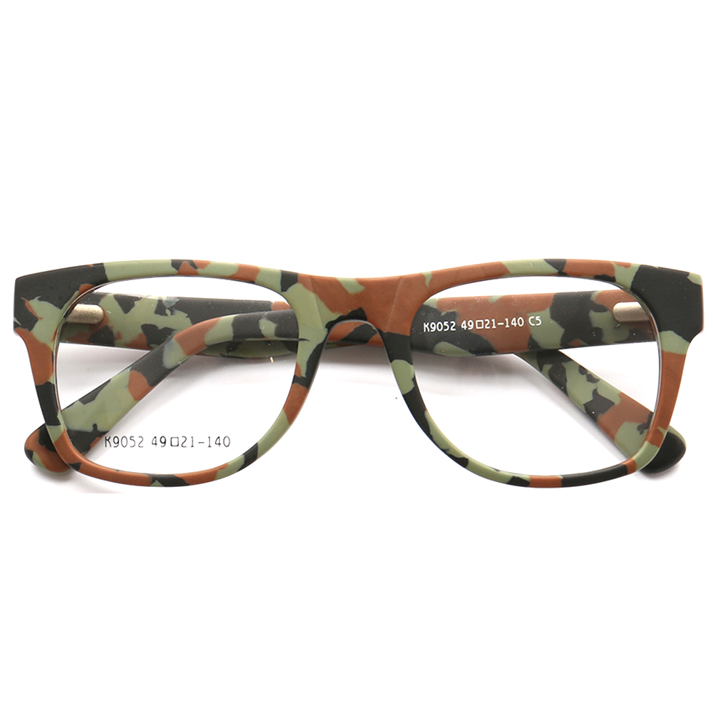 Men Square Glasses Frames Women Camo Optical Eyeglass Frame Camouflage Round Prescription Pink Eyewear Spectacles: Green c5