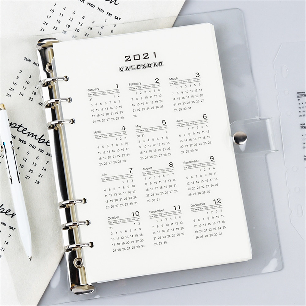 2Pcs Kalender Notebook Verdelers A5/A6 Verdelers Clear Losse Blad Spiraal Notebook Separator Pagina 'S 6 Ringband index Pagina 'S