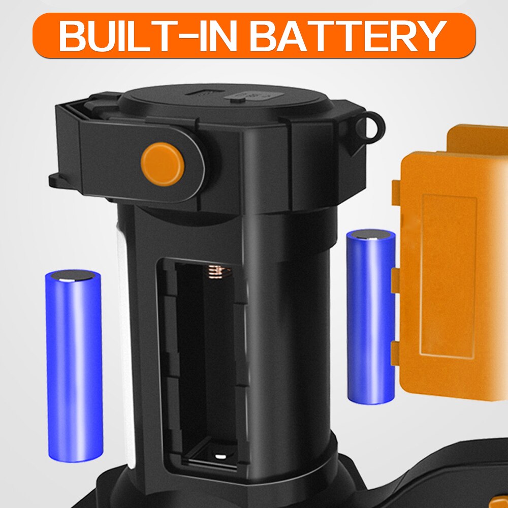 300W Portable LED Searchlight with Warning Red Light Handle Adjustment Work Light with Built-in Battery USB Rechargeable Lamp