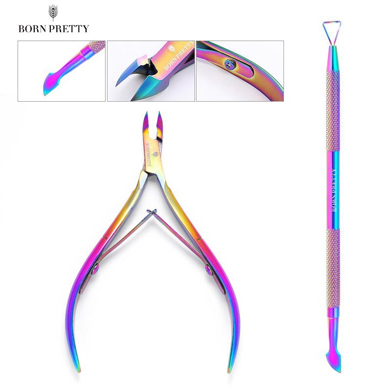 BORN PRETTY Cuticle Nippers Nail Art Scissors Cuticle Clippers Trimmer Dead Skin Remover Stainless Steel Cutters Nails Tool: 2PCS Set 3