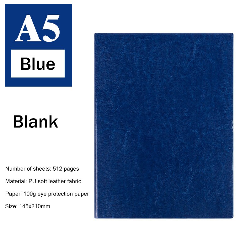 Soft Faux Leather Super Thick 512 Pages Blank Notebook A5 Daily Notebook Life Records Best for 3-4 Years Writing Office: Blue