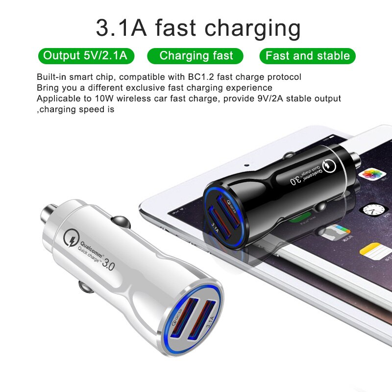 Olaf Quick Charge 3.0 Usb Car Charger 3.1A Metalen Auto-Oplader Mobiele Telefoon Auto Usb Lader Auto Charge 2 poort Voor Samsung Huawei