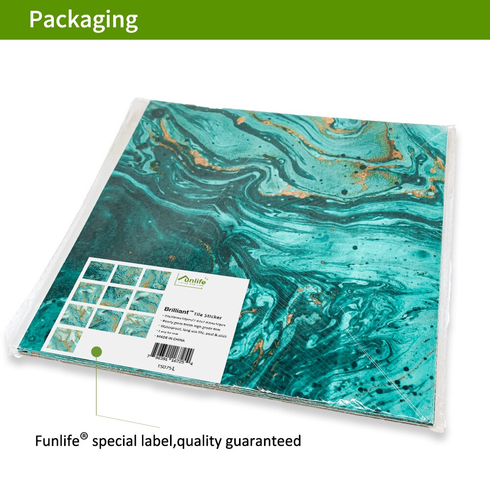 Funlife® svart og gull marmor fliser klistremerke veggklistremerke dekorativt selvklebende lett å rengjøre kjøkken kjøkken backsplash diy