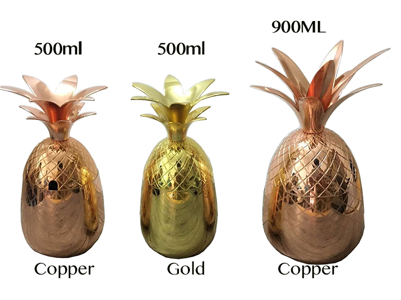 Ananas Tumbler/Mok Moscow Mule Mok Beschikbaar In 3 Kleur (Zilver, Koper, Goud)- Cocktail Drinkbekers Mokken Bar Tool