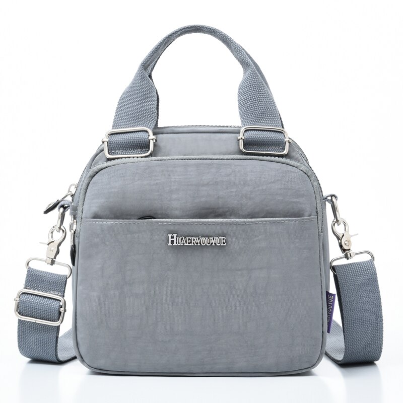 Waterdichte Nylon Schoudertassen Voor Lady Top-Handvat Handtassen Vrouwen Tas Trend Zomer Casual Tote Crossbody Bag: silver grey