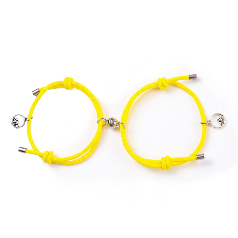 2pcs Men and Women Charm Girl Bracelet Couple Bracelet Couple Magnet Attract Each Other Personality Jewelry Lover: yellow