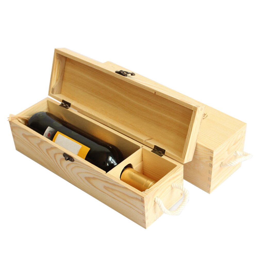 Wooden Red Wine Packing Box Single Bottle Red Wine Pine Box European Simplicity Box For Lafite Grape Whiskey Champagne