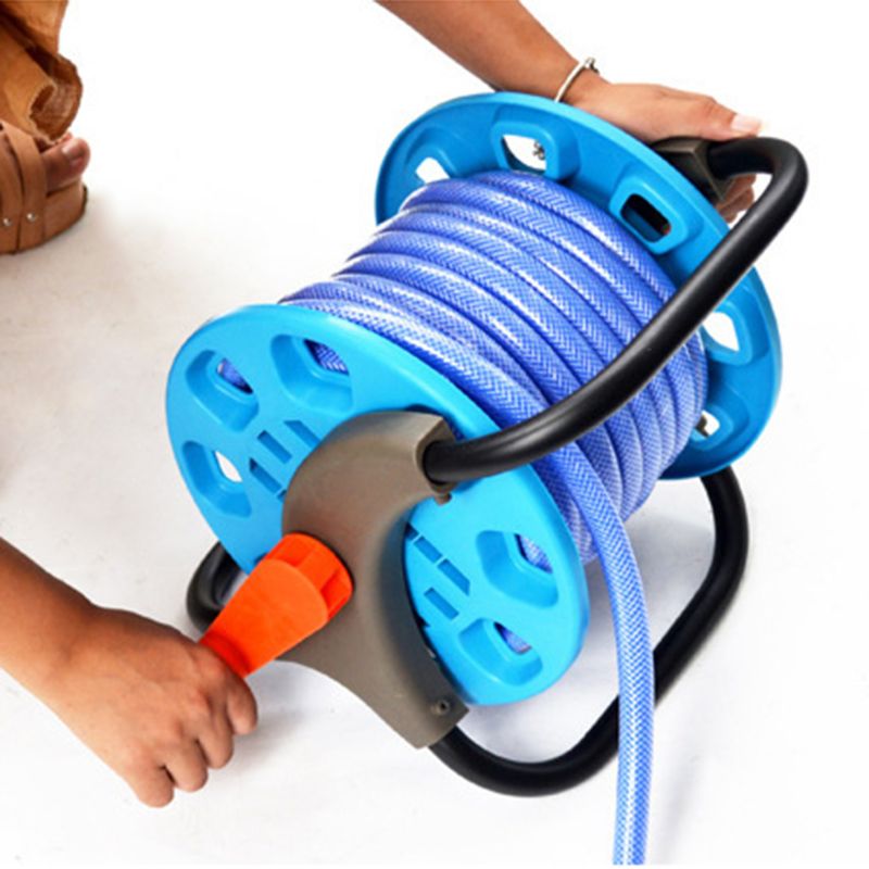 Portable Garden 25M Water Hose Reel Cart Storage Rack Holder Winding Waterpipe Bracket Shaking Tools