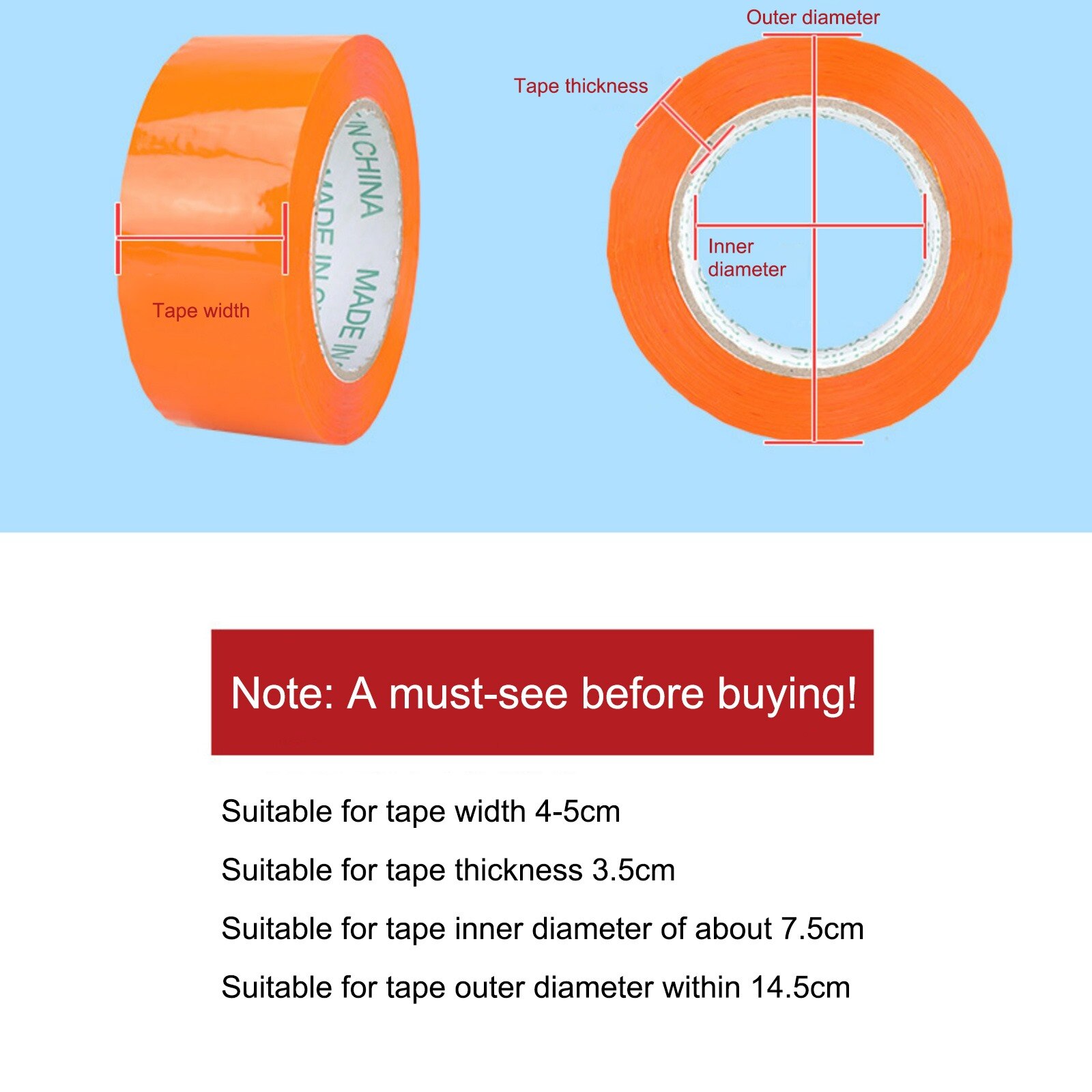 Packing Tape Dispenser Packaging Parcel 50mm Width Roller Tapes Cutter Sealing Tape Holder Plastic Sealing Packer Dispensers