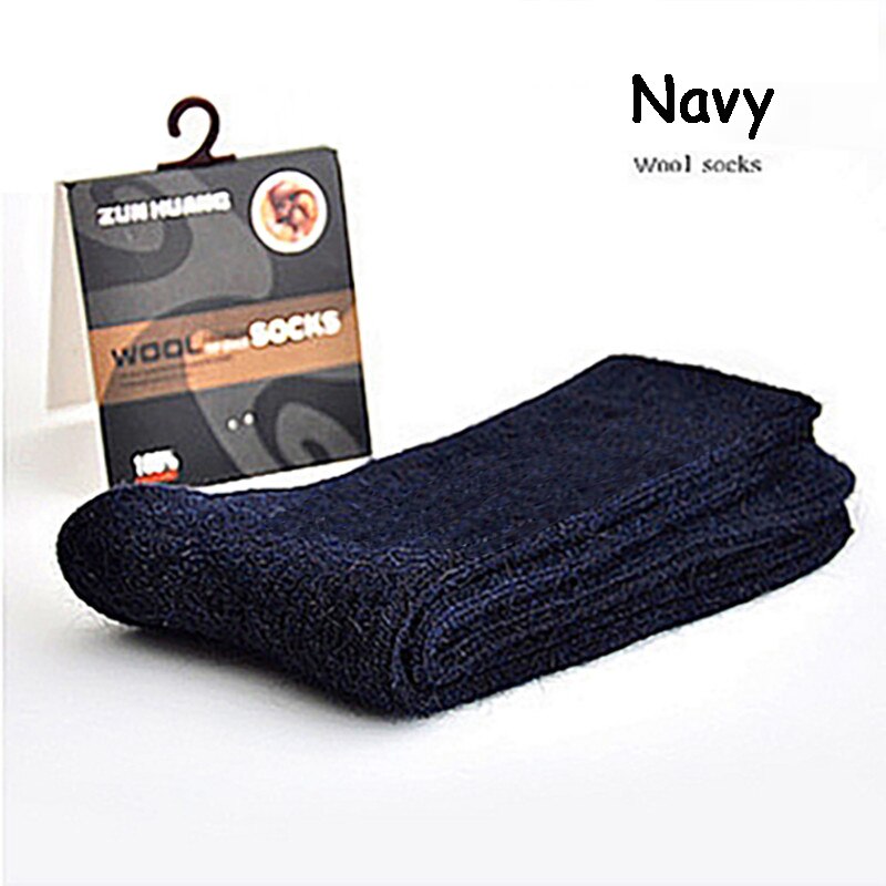Mannen Super Dikke Merino Wollen Sokken Big Size Mannen Wol Sokken Soild Kleur Winter Warm wollen Sokken 3 Paar = 1 Lot: Gentleman Navy