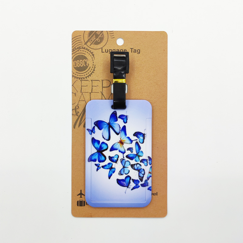 Etiqueta de equipaje de mariposa para mujer, etiqueta de equipaje de viaje para niñas, soporte de dirección de identificación, equipaje de embarque, billete de maleta portátil: Caqui